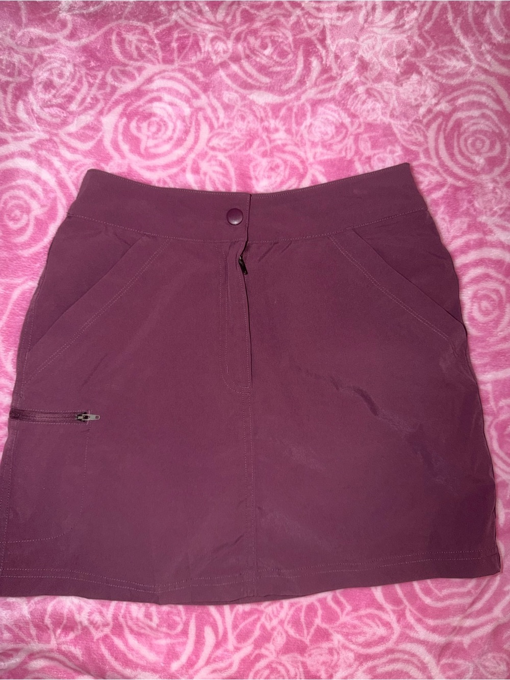 Everyday Plum Mini Skirt with Front Pockets